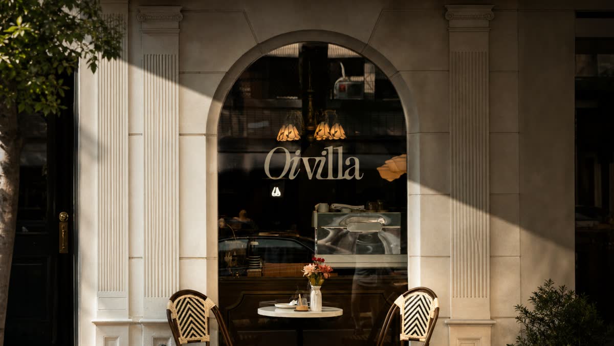Fachada com a identidade da Oivilla