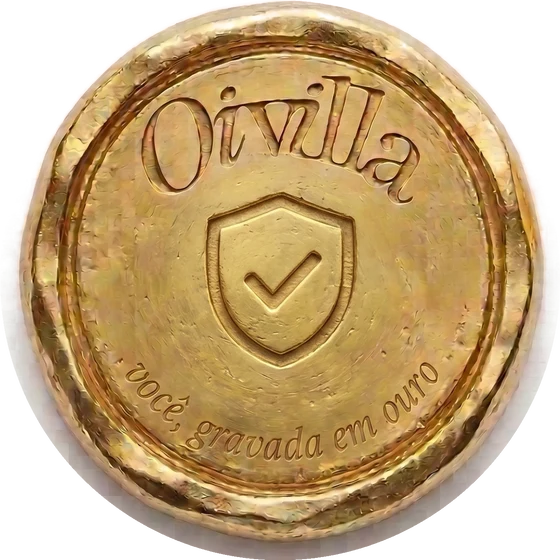 Selo de ouro Oivilla com escudo de garantia